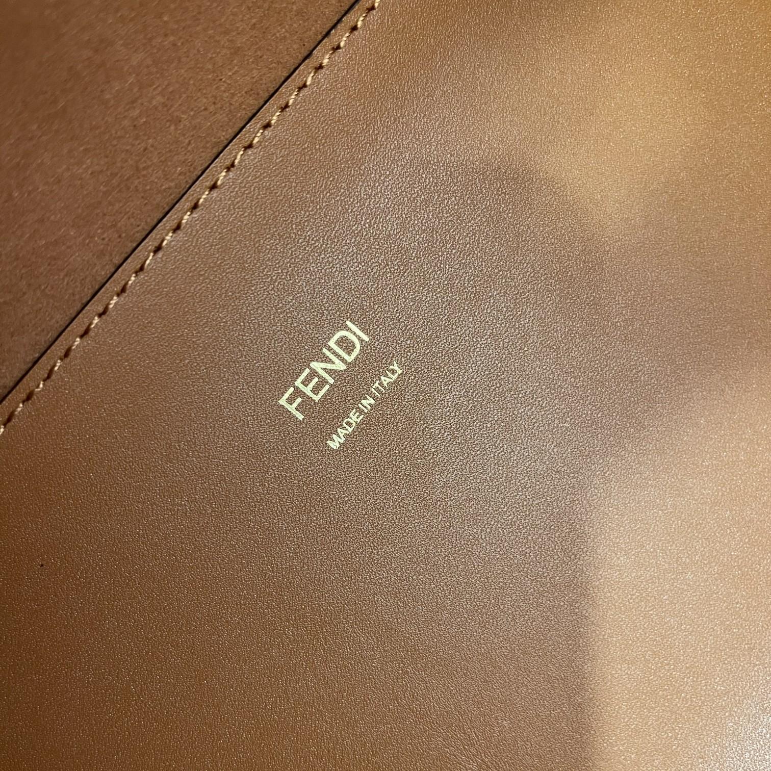 Fendi Medium Sunshine Shopper Brown Leather Bag 